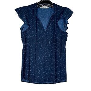 Abercrombie & Fitch Floral Flutter Sleeve Tie Neck Top XS